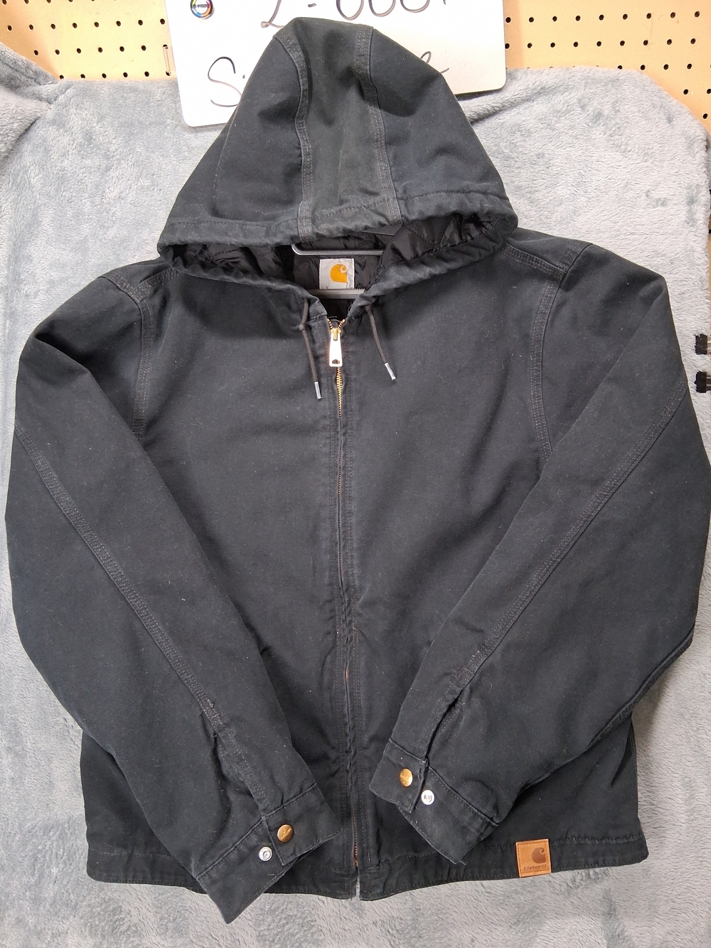 CARHARTT Men’s Black Hooded Work Jacket size Large Regular